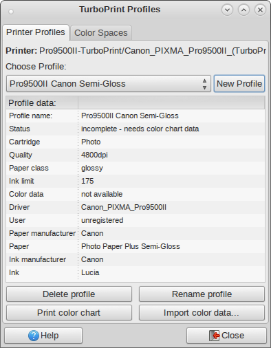 printer profile