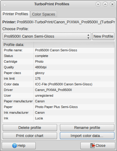printer profile